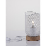 Lampa ażurowa na stolik nocny Myron biały / drewno