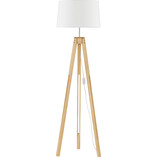 Lampa podłogowa Tree - biały abażur, drewniany trójnóg | Decolab24