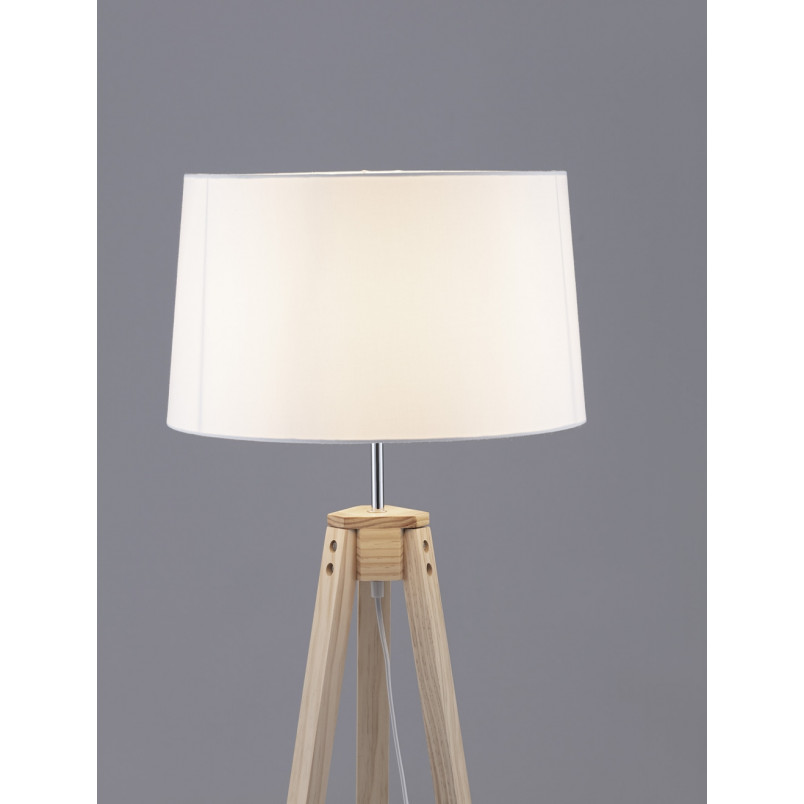 Lampa podłogowa Tree - biały abażur, drewniany trójnóg | Decolab24