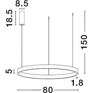 Lampa wisząca okrągła nowoczesna Astra LED 80cm 3000K 77W czarna