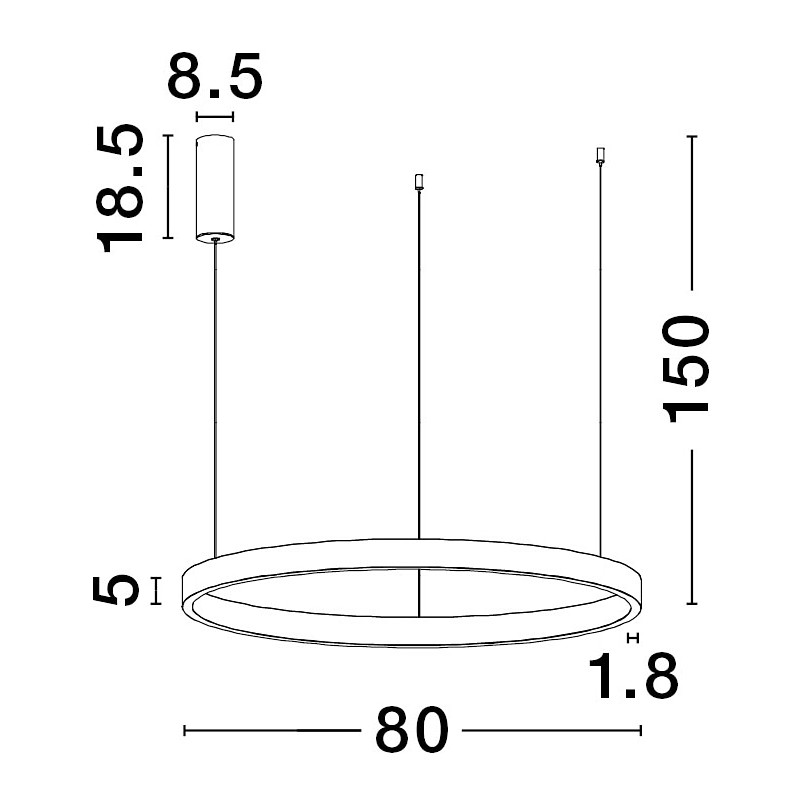 Lampa wisząca okrągła nowoczesna Astra LED 80cm 3000K 77W czarna