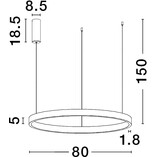 Lampa wisząca okrągła nowoczesna Astra LED 80cm 3000K 77W czarna