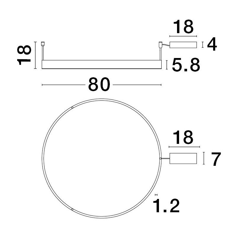 Plafon LED Gemma 80cm Czarny | Nowoczesne Lampy - Decolab24