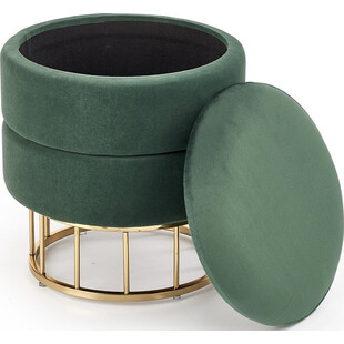 Pufa welurowa glamour Minty Halmar | Zielona, z schowkiem