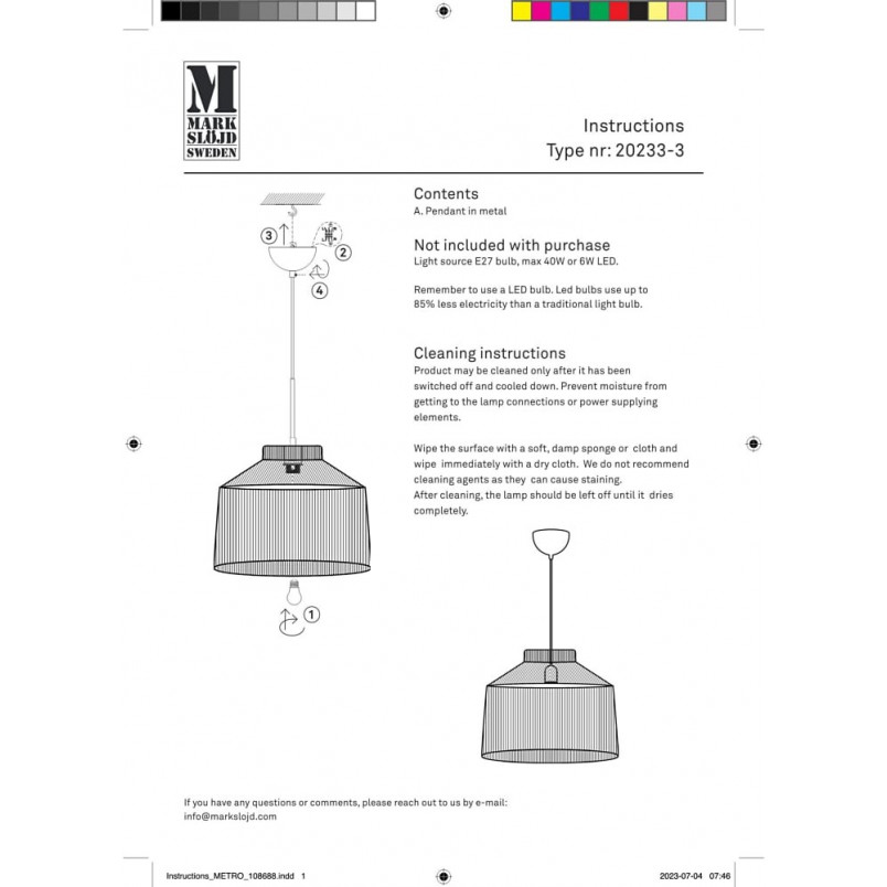 Lampa wisząca Capanna czarna - Markslojd | Skandynawski Design