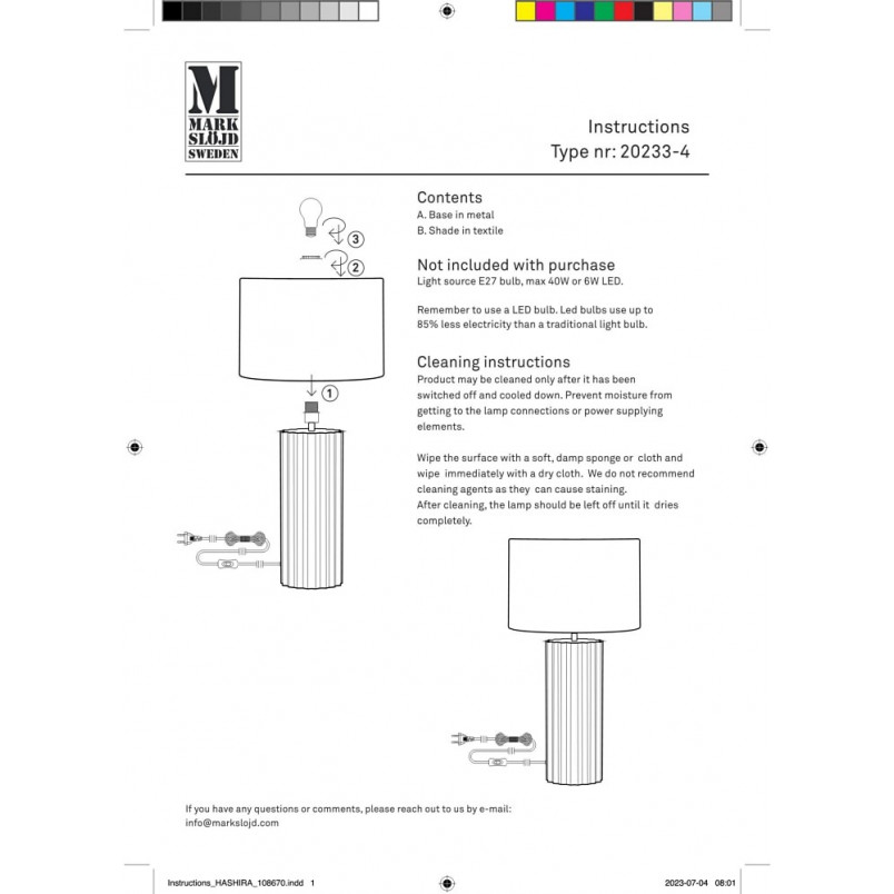 Lampa stołowa Hashira biało-czarna | Markslojd - Skandynawski design