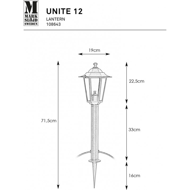 Słupek ogrodowy Unite Lantern LED czarny | Markslojd