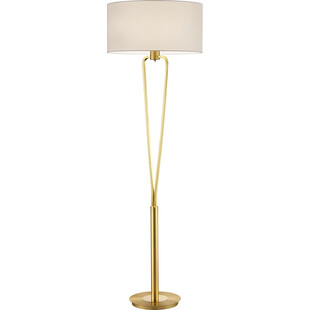 Lampa podłogowa glamour z abażurem Paris II Biały/Mosiądz Mat Trio