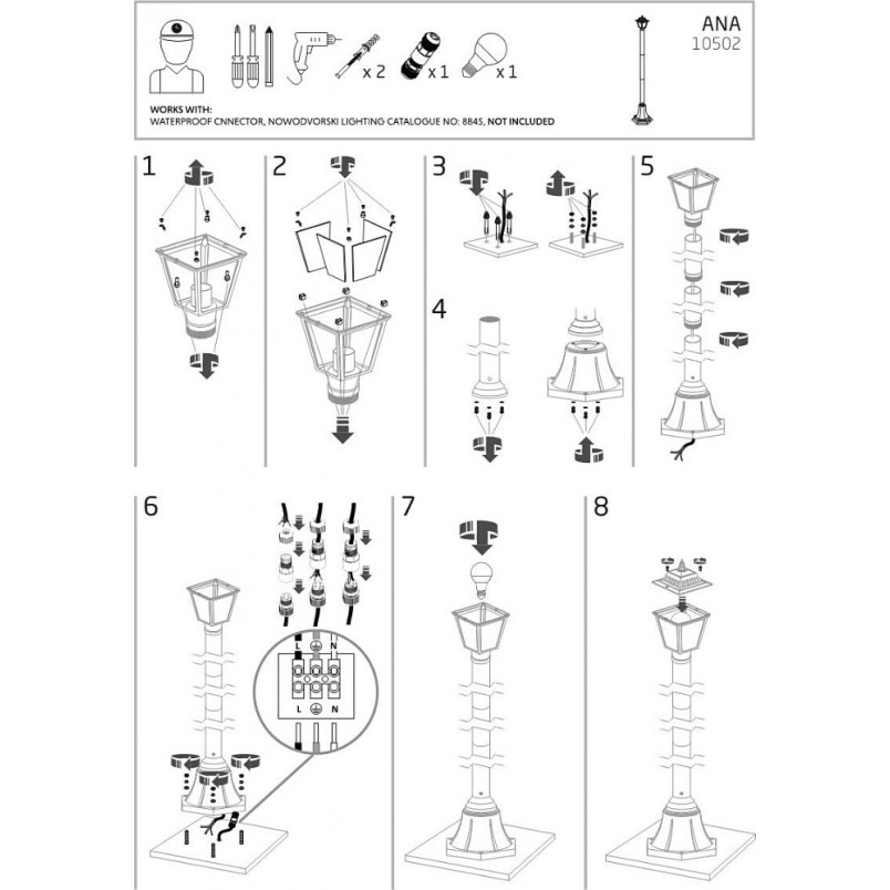 Lampa zewnętrzna Ana | Nowodvorski - Stojąca 200cm Czarna
