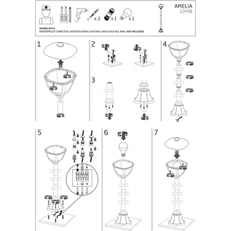 Lampa Ogrodowa Stojąca Amelia 200cm Czarna | Nowodvorski