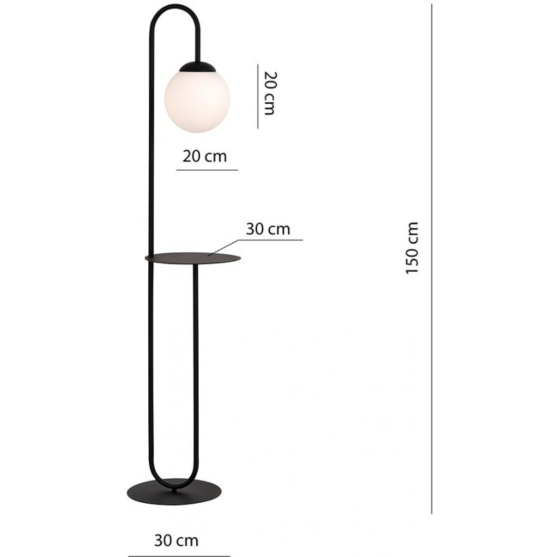 Lampa podłogowa Bari: Szklana kula ze stolikiem | Emibig