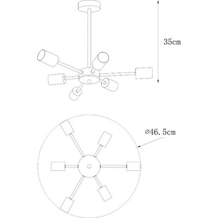 Lampa sufitowa 6 punktowa Mandi 46,5 czarno-złota Zumaline