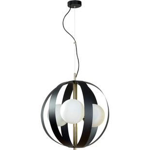 Lampa wisząca szklana nowoczesna Nela III 40cm biały / czarny / złoty Zumaline