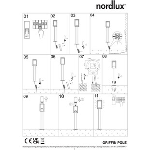 Lampa zewnętrzna Griffin Nordlux - Szkło dymione, E27