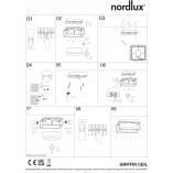 Plafon zewnętrzny Griffin Nordlux | Szkło dymione, IP44