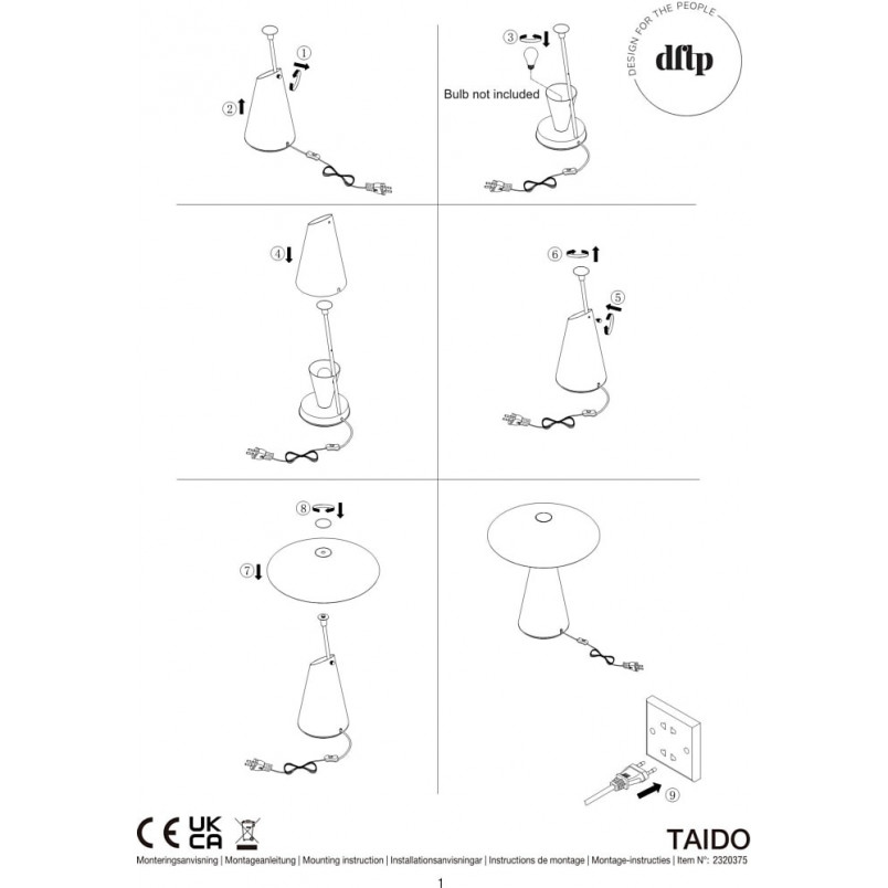 Lampa stołowa Taido brązowa | Design For The People