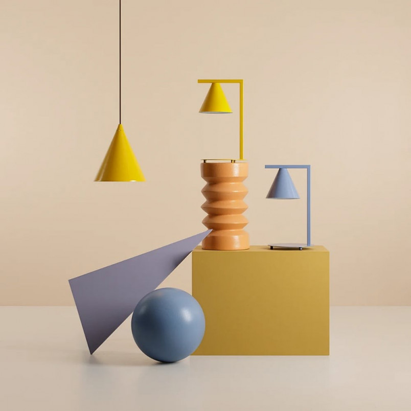 Lampa biurkowa stożek Form dusty blue Aldex - Sklep online