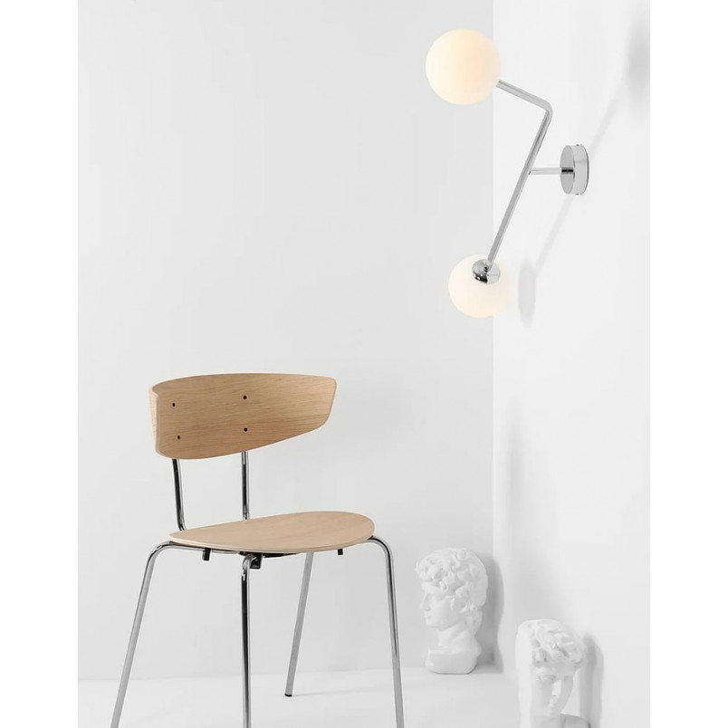 Kinkiet 2 szklane kule Pure White Chrom Aldex - Eleganckie oświetlenie