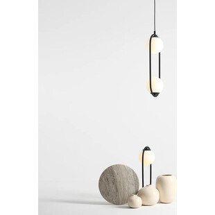 Lampa wisząca Riva Black - 2 kule szklane | Aldex