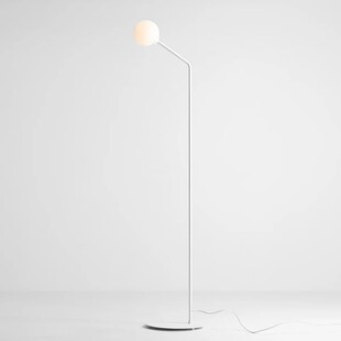 Lampa podłogowa szklana kula Pure White biała Aldex
