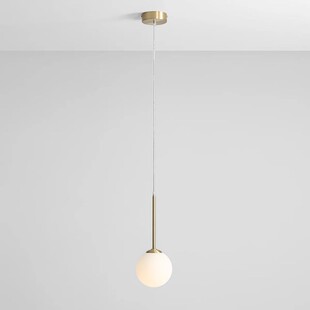 Lampa wisząca szklana kula Bosso Mini 14cm biało-mosiężna Aldex
