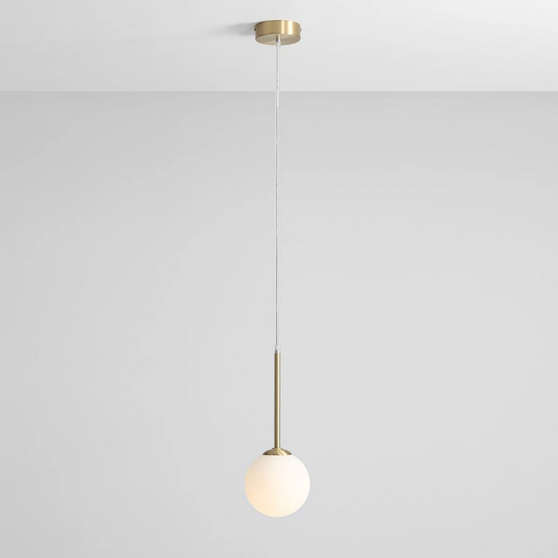 Lampa wisząca Bosso Mini - Szkło Biało-Mosiężne | Aldex