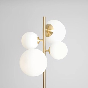 Lampa podłogowa szklane kule Bloom Brass biało-mosiężna Aldex