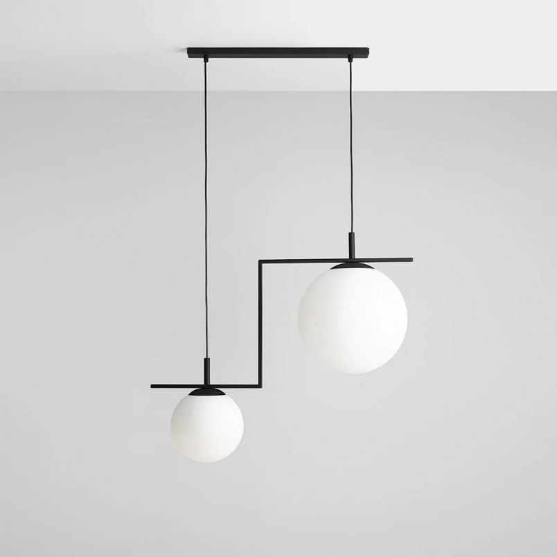 Lampa wisząca 2 kule biało-czarna Aldex Zac | Sklep z lampami