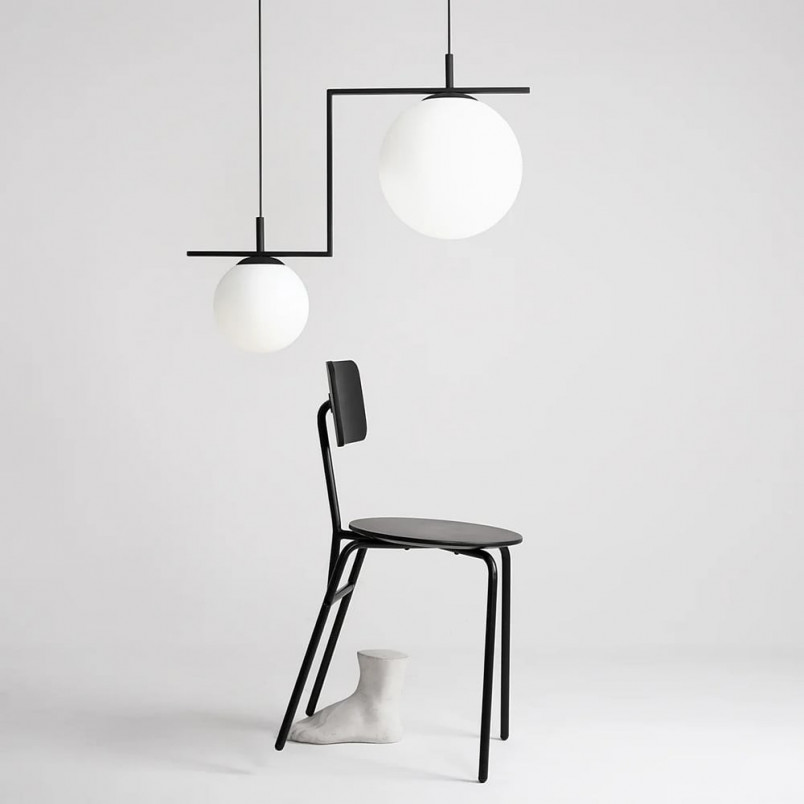 Lampa wisząca 2 kule biało-czarna Aldex Zac | Sklep z lampami