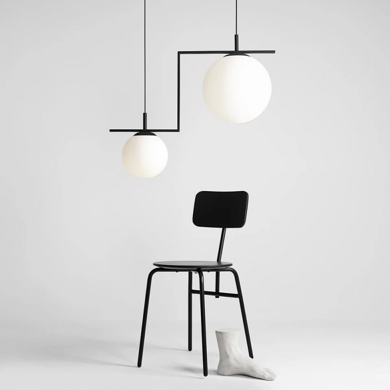 Lampa wisząca 2 kule biało-czarna Aldex Zac | Sklep z lampami