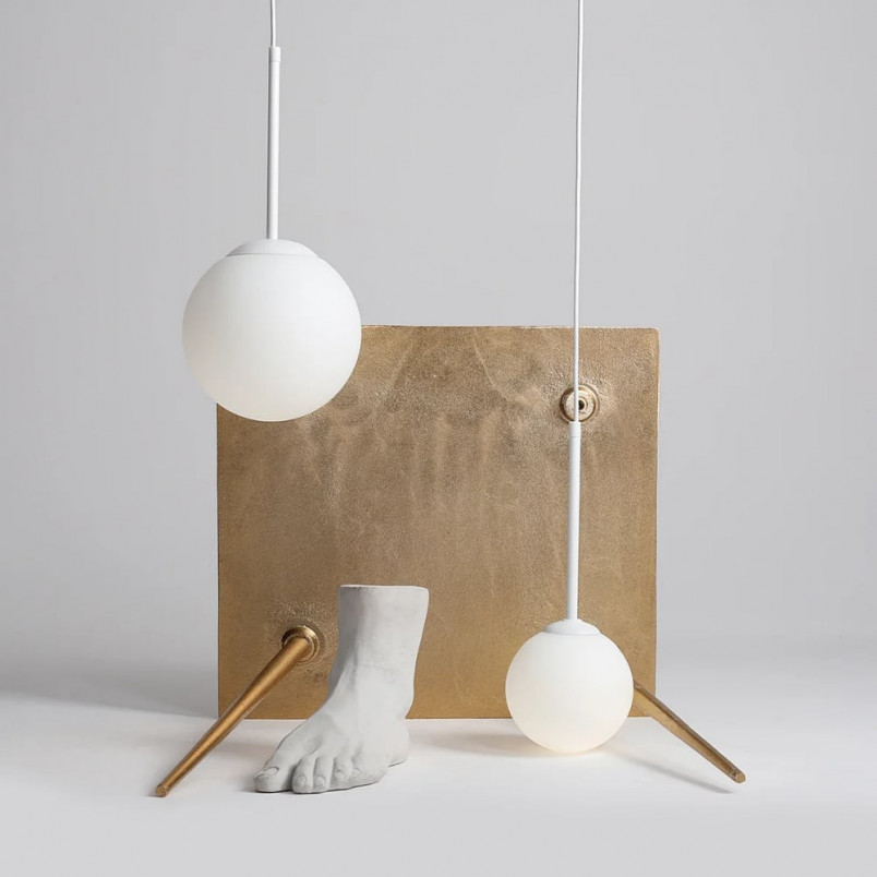 Lampa wisząca szklana kula Bosso Mini biała | Aldex