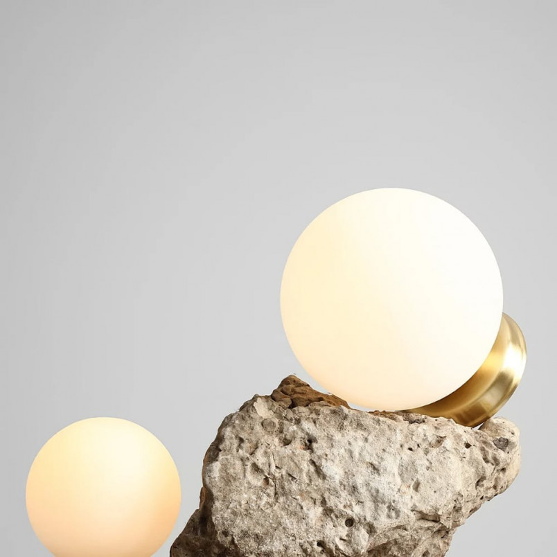 Lampa stołowa szklana Ball | Biało-mosiężna Aldex 20cm