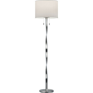 Lampa podłogowa nowoczesna z abażurem Nandor Biały/Nikiel Mat marki Trio