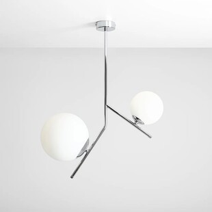 Lampa sufitowa 2 szklane kule Gallia 50cm biało-chromowana Aldex
