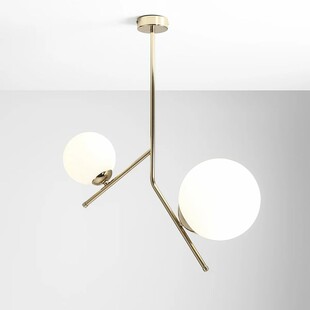 Lampa sufitowa 2 szklane kule Gallia 50cm biało-złota Aldex