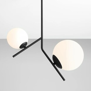 Lampa sufitowa 2 szklane kule Gallia 50cm biało-czarna Aldex