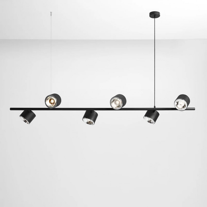 Lampa wisząca czarna 6 punktów Aldex Bot | Nowoczesne oświetlenie