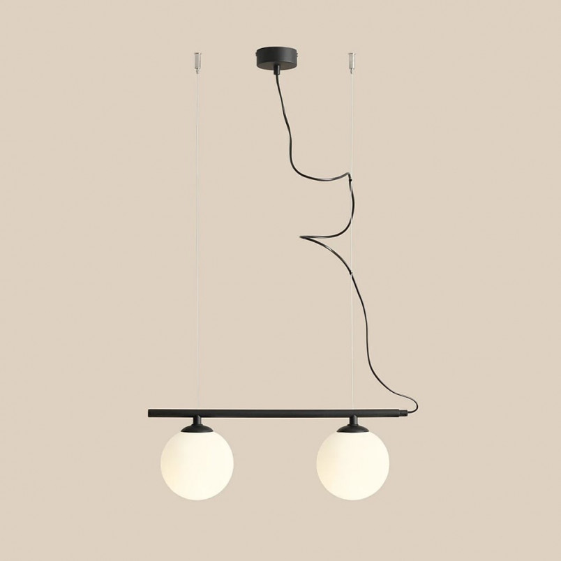 Lampa wisząca Beryl Glass II - Aldex | Biało-czarna, szkło
