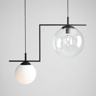 Lampa wisząca 2 szklane kule Zac Black II 72 przezroczysto-biało-czarna marki Aldex