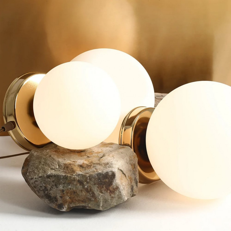 Lampa stołowa Ball Gold 14 - Aldex, biało-złota, szklana