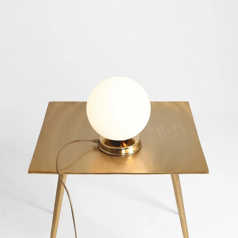 Lampa stołowa szklana Ball Gold 20 biało-złota | Aldex