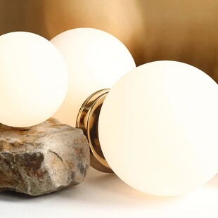 Lampa stołowa szklana Ball Gold 20 biało-złota | Aldex