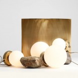 Lampa stołowa szklana Ball Gold 20 biało-złota | Aldex