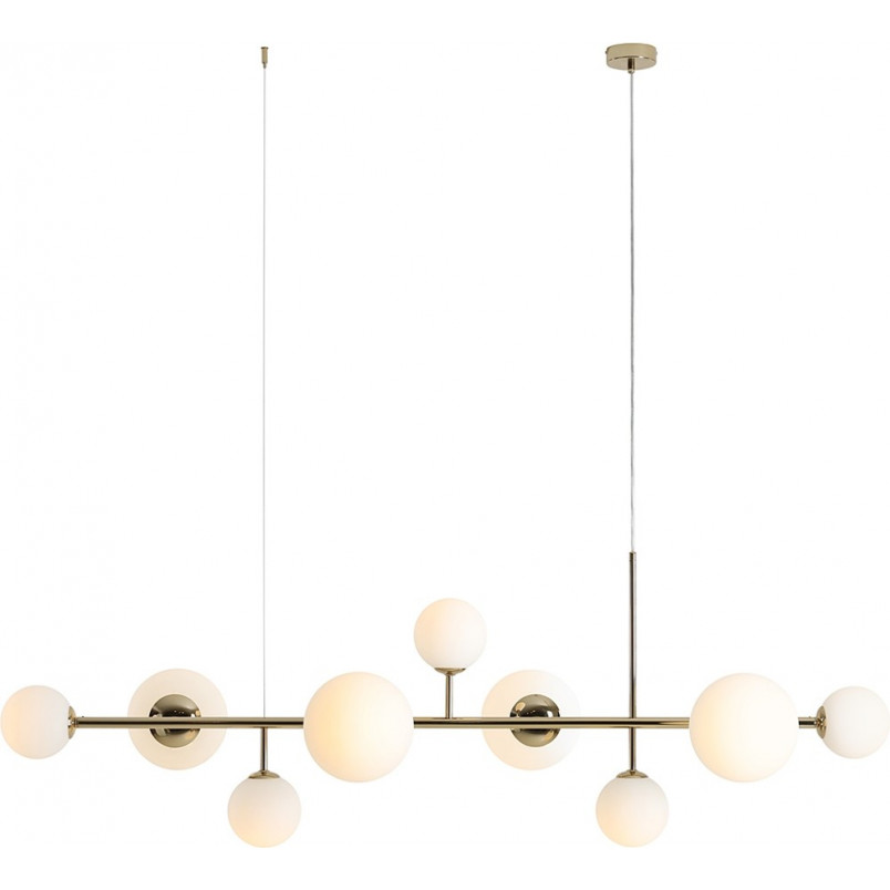 Lampa wisząca Dione IX - szklane kule, biało-złota | Aldex