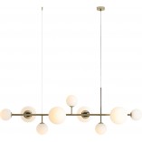Lampa wisząca Dione IX - szklane kule, biało-złota | Aldex