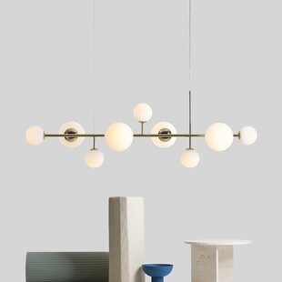 Lampa wisząca Dione IX - szklane kule, biało-złota | Aldex