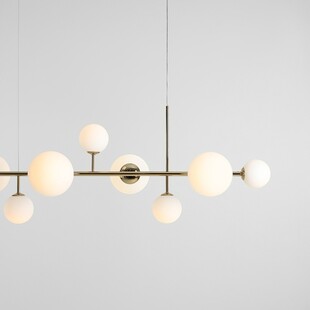 Lampa wisząca Dione IX - szklane kule, biało-złota | Aldex
