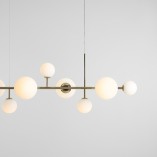 Lampa wisząca Dione IX - szklane kule, biało-złota | Aldex