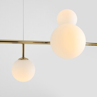 Lampa wisząca Dione IX - szklane kule, biało-złota | Aldex