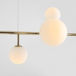 Lampa wisząca Dione IX - szklane kule, biało-złota | Aldex